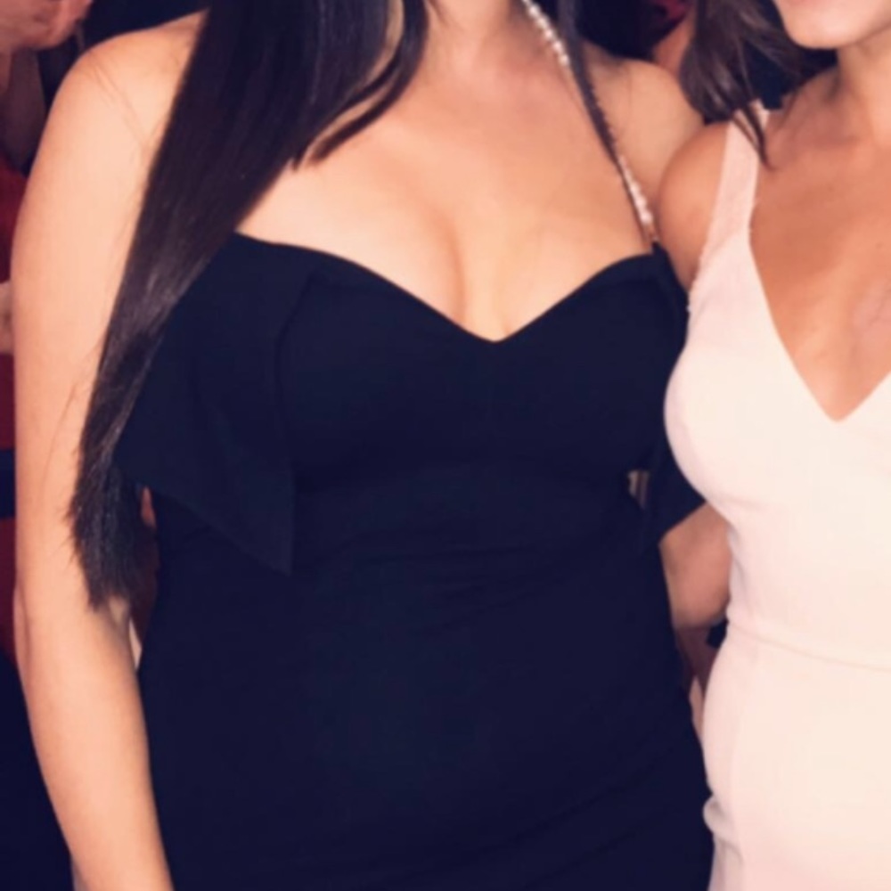 Kim K inspired dress in black. Pearl halter dress